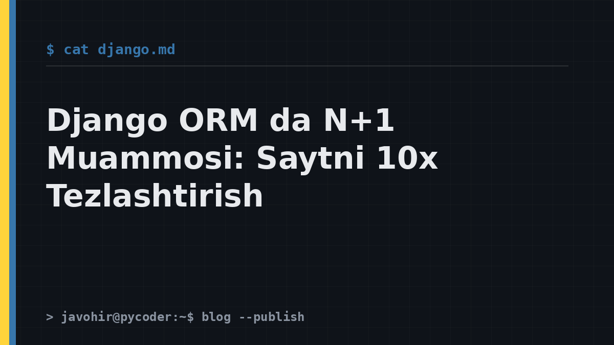 Django ORM da N+1 Muammosi: Saytni 10x Tezlashtirish