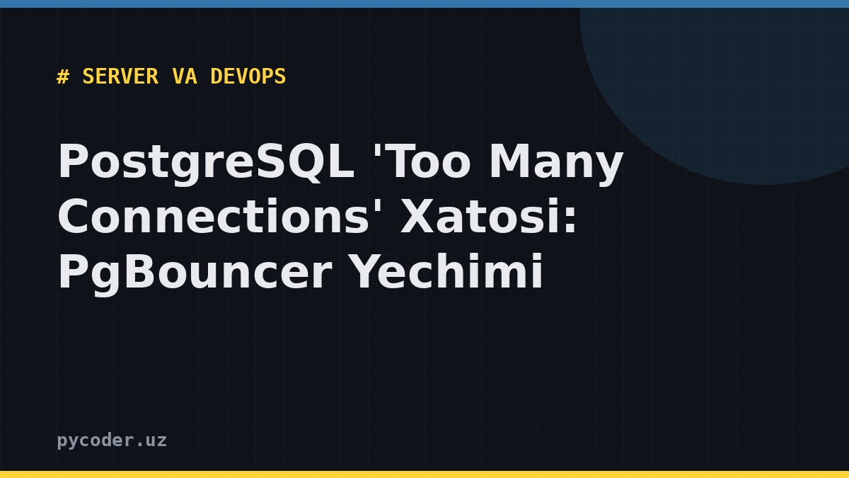 PostgreSQL 'Too Many Connections' Xatosi: PgBouncer Yechimi