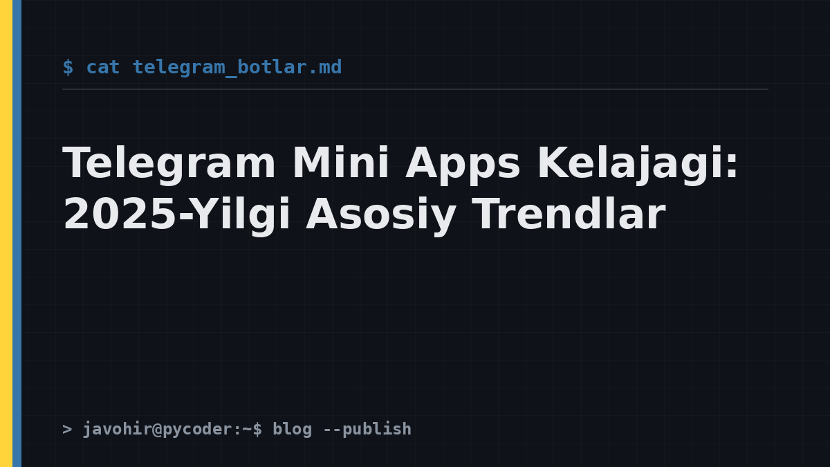 Telegram Mini Apps Kelajagi: 2025-Yilgi Asosiy Trendlar