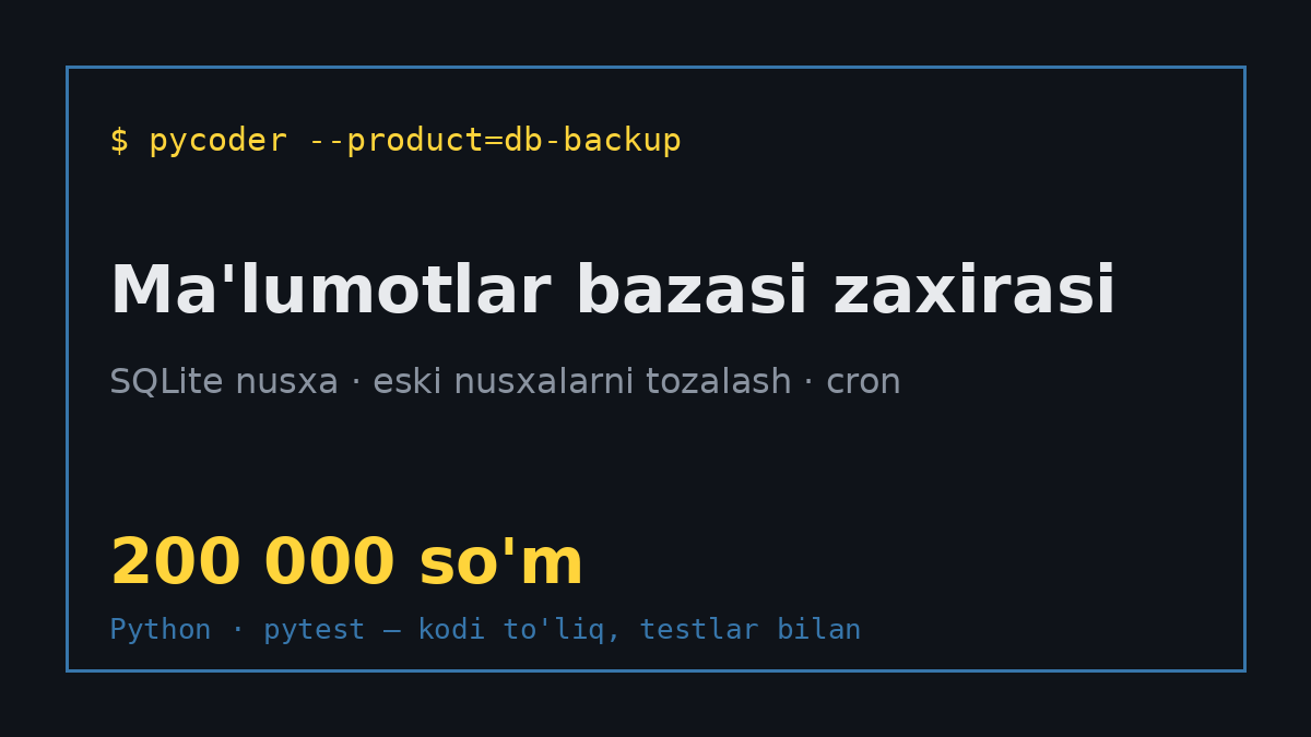 Ma'lumotlar bazasi zaxira skripti (SQLite, PostgreSQL, eski nusxalarni tozalash)