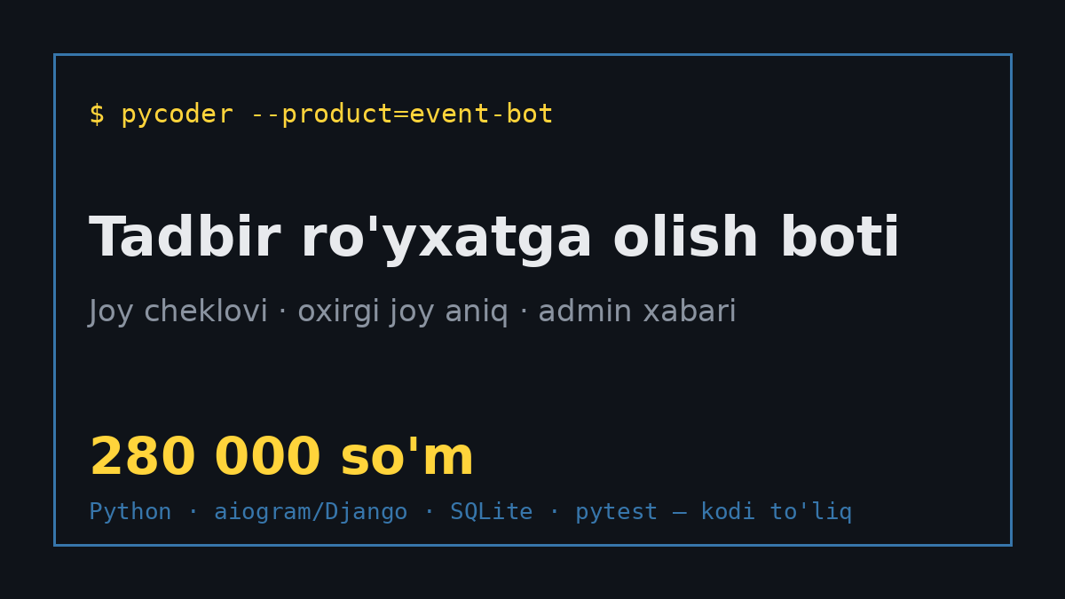 Tadbir ro'yxatga olish Telegram boti — sig'im cheklovi bilan