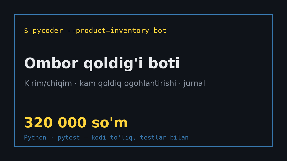Ombor qoldig'i boti — kirim, chiqim, kam qoldiq ogohlantirishi