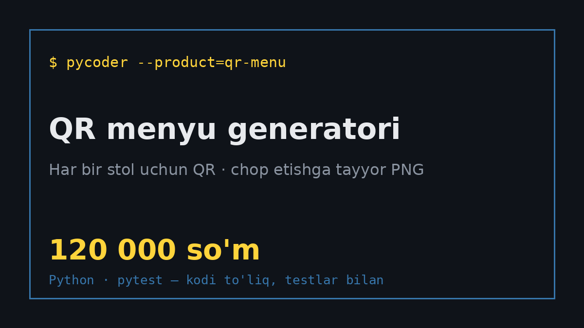 QR menyu generatori — har bir stol uchun QR kod