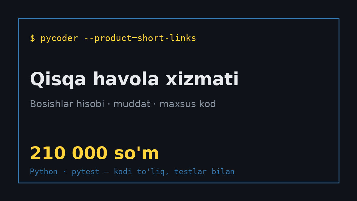 Qisqa havola (URL shortener) xizmati — bosishlar hisobi bilan